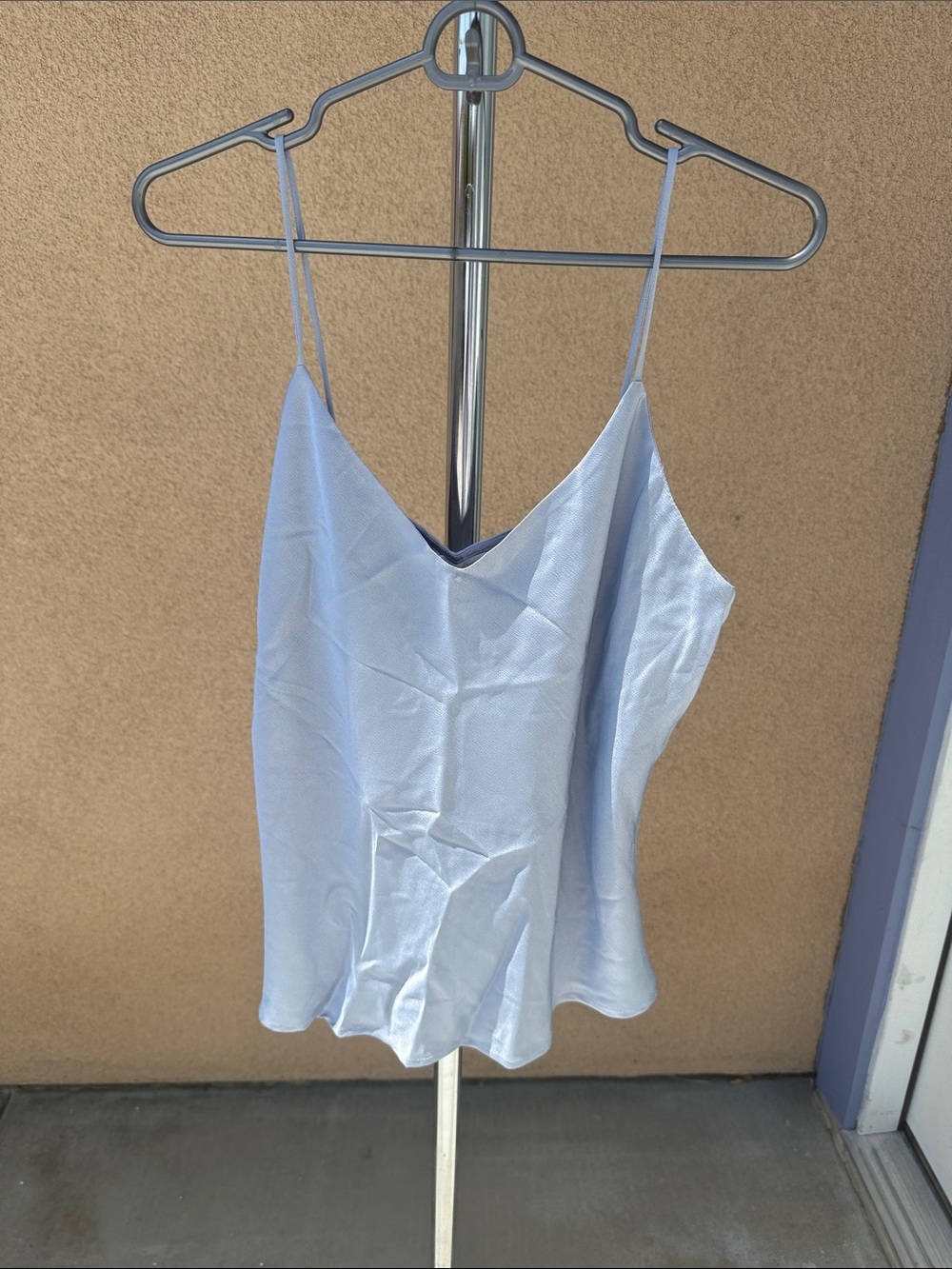 Women's Light Blue Satin Camisole with Adjustable Straps